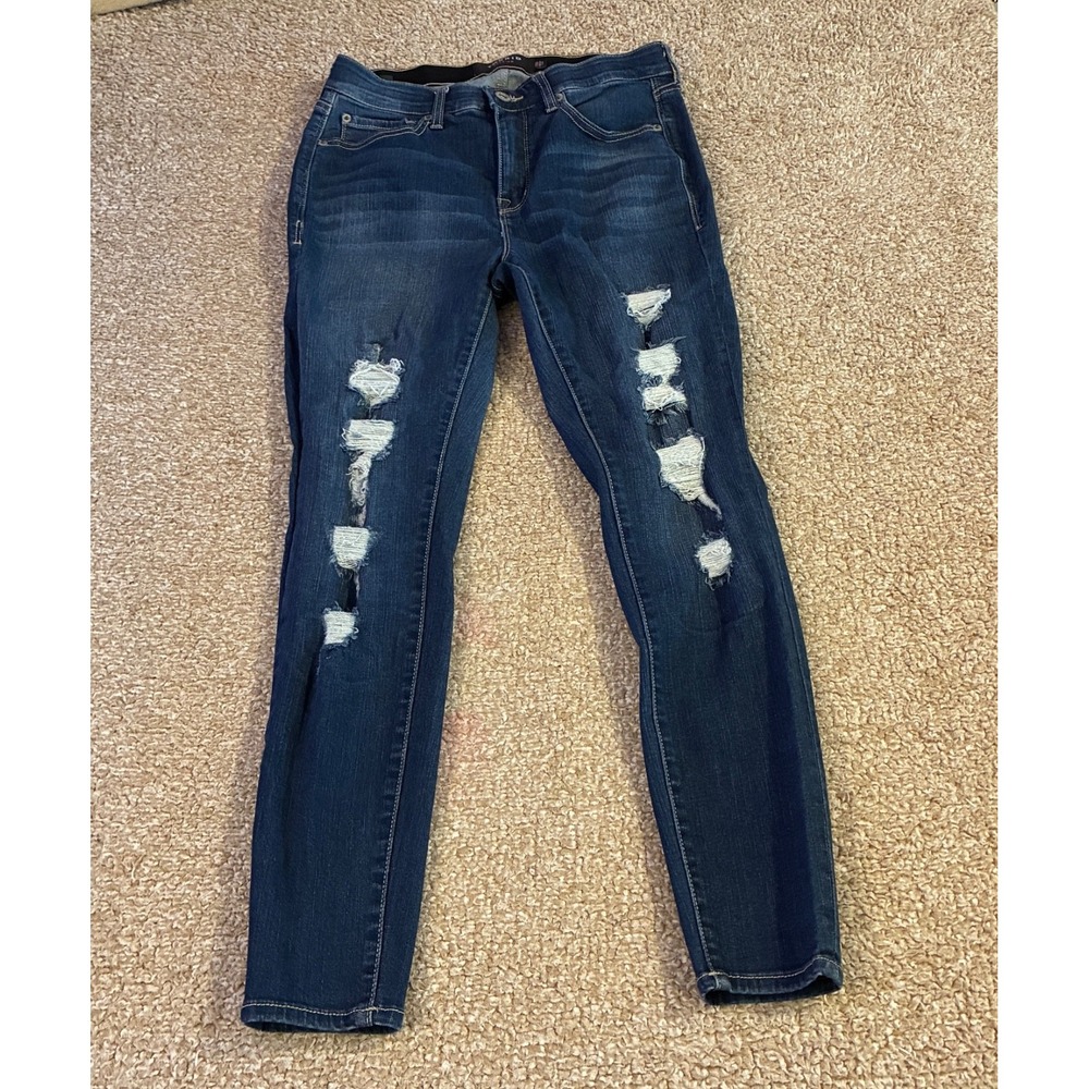 Torrid Sky High Skinny Distressed Jeans Dark Wash Women's Size 10R